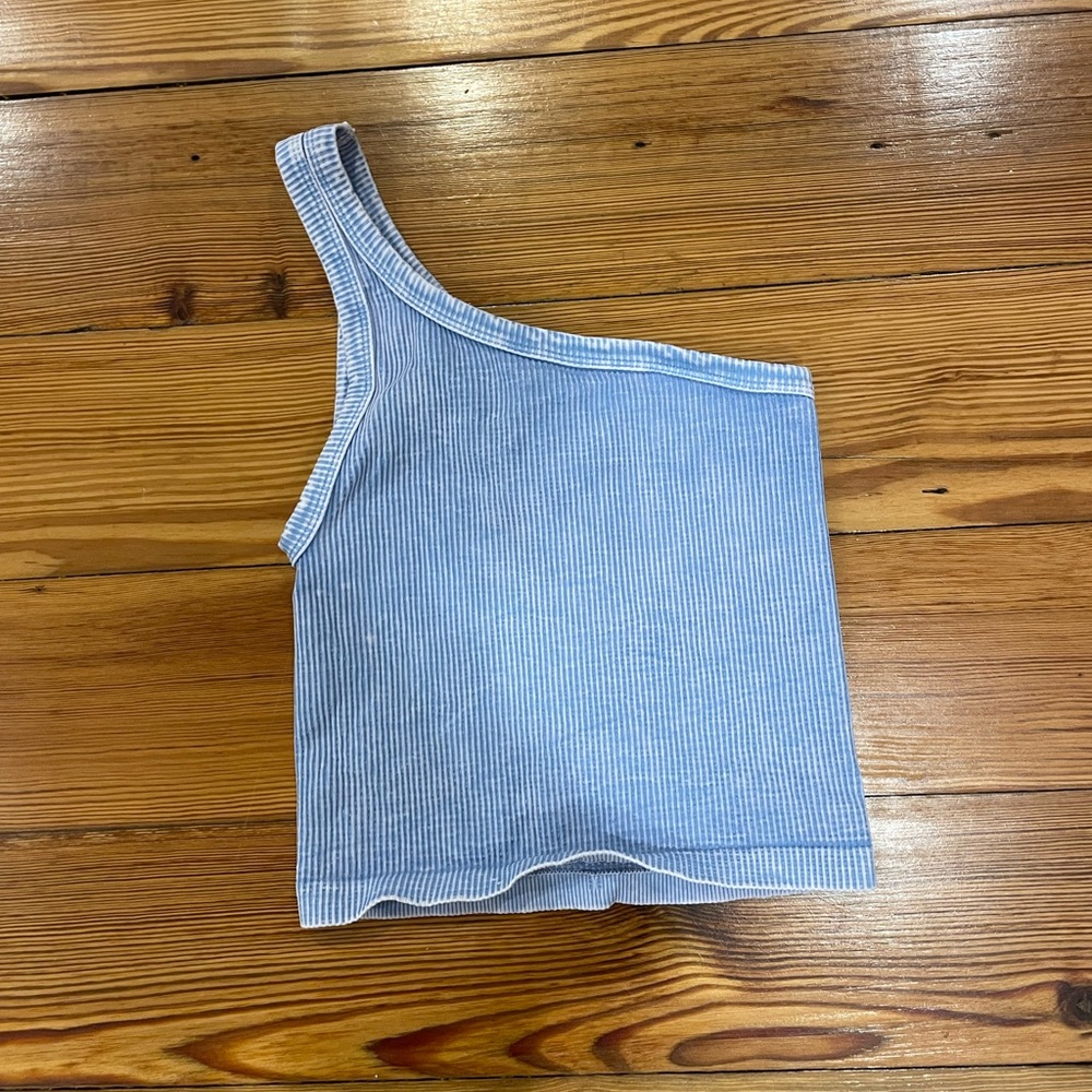 Boutique brand one shoulder blue shirt! Worn once! Size small!